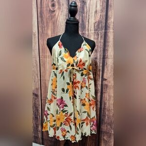 Victoria's Secret Vintage White Lable Tropical Halter Slip Dress Womens Size L!